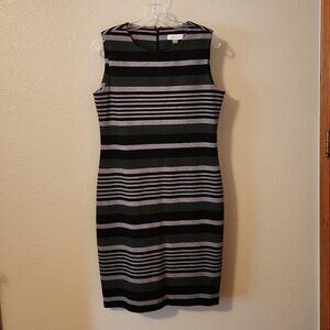 Calvin Klein Black Gray Stripe Sheath Dress